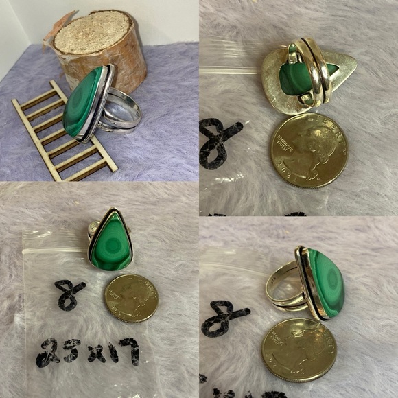 Divine Malachite Gemstone Chunky Handmade Ring - Picture 7 of 7